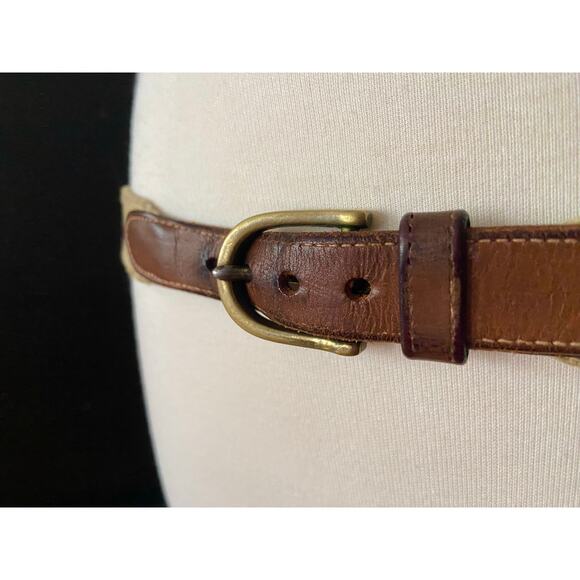 Vintage DOONEY & BOURKE Beige Surcingle Belt Womens sz 36 - Picture 2 of 11